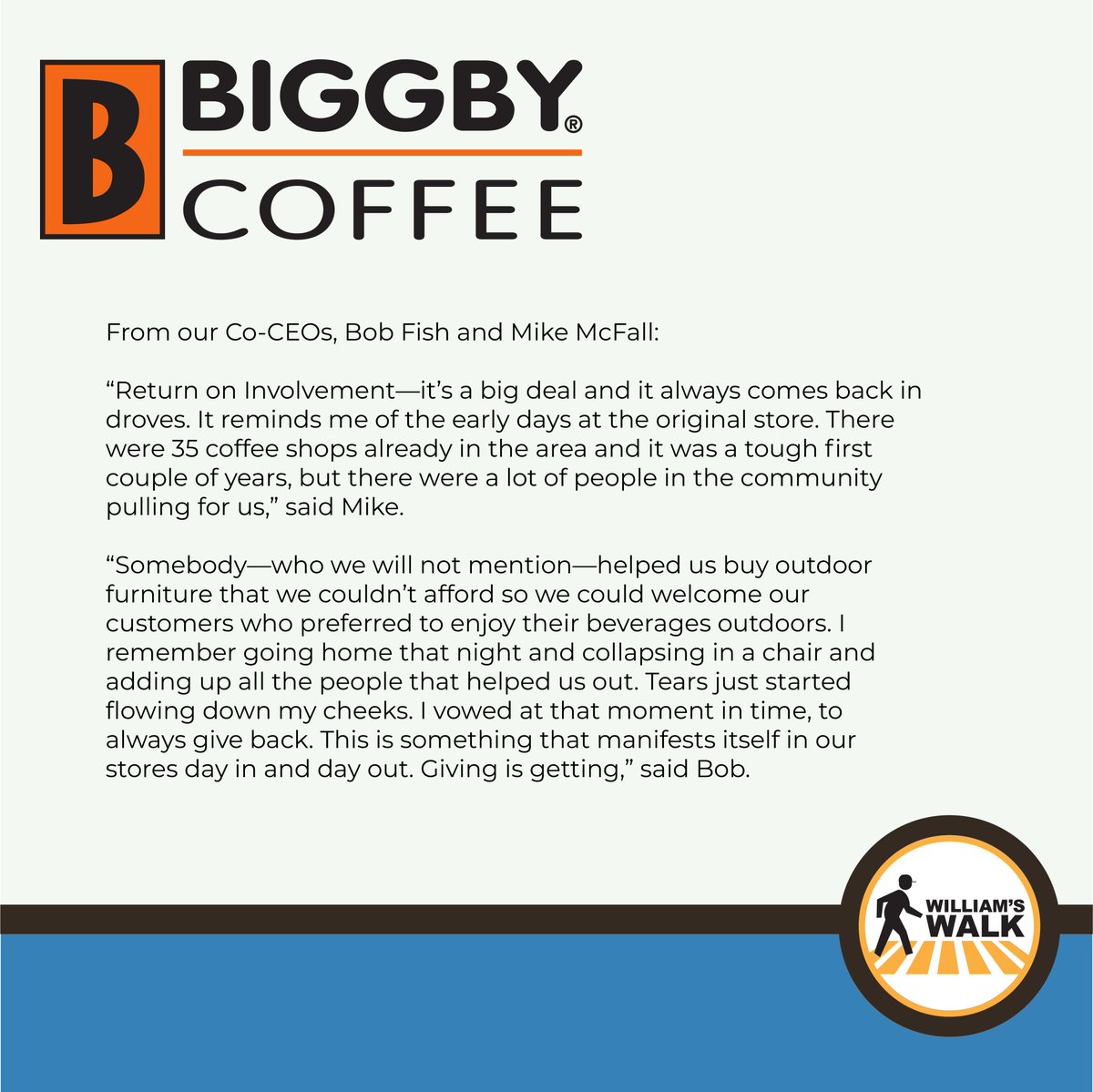 We are proud to announce Biggby Coffee-South Germantown Pkwy will be providing hot java for those early risers at the Walk. It will be hot and fresh when you arrive.
#williamswalk #memphisevents #ilovememphis