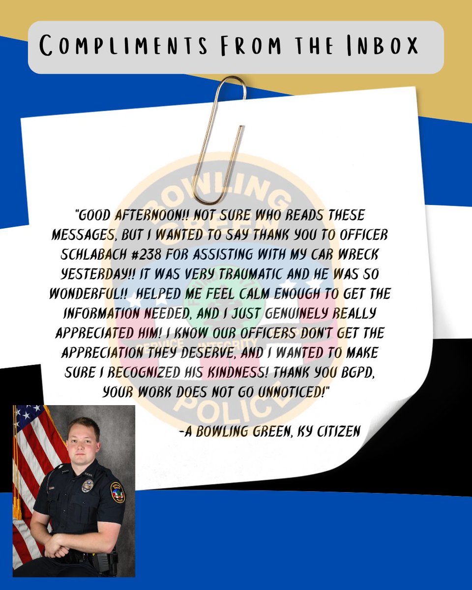 We receive great support from our community but patrol officers don't always hear of the difference that they make. A citizen recently reached out to us about her experience with Ofc Schlabach
We thank her for reaching out &amp; that Officer Schlabach was able to help when needed
