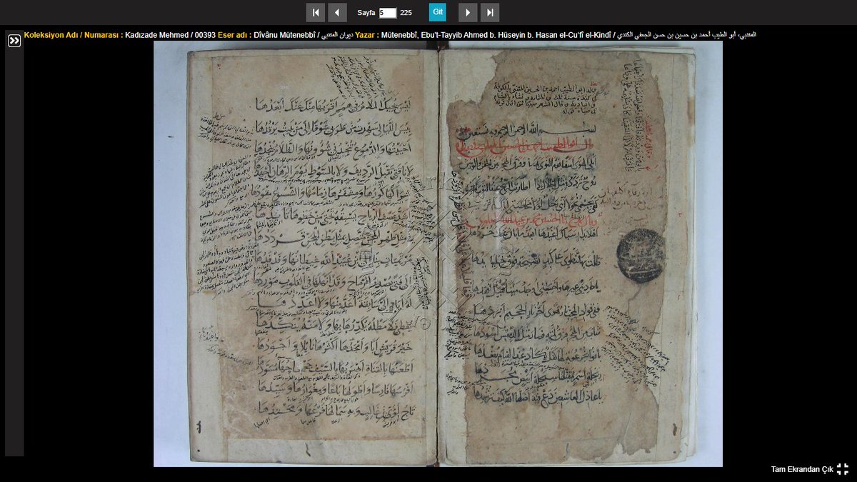 mohammedaiesh's tweet image. #ديوان_المتنبي
نسخة عتيقة من ديوان المتنبي تاريخ نسخها سنة 564هـ
كتبها حامد بن محمود الهمذاني الروذباري.
من مقتنيات Kadızade Mehmed / 00393