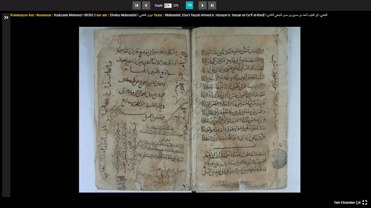 mohammedaiesh's tweet image. #ديوان_المتنبي
نسخة عتيقة من ديوان المتنبي تاريخ نسخها سنة 564هـ
كتبها حامد بن محمود الهمذاني الروذباري.
من مقتنيات Kadızade Mehmed / 00393