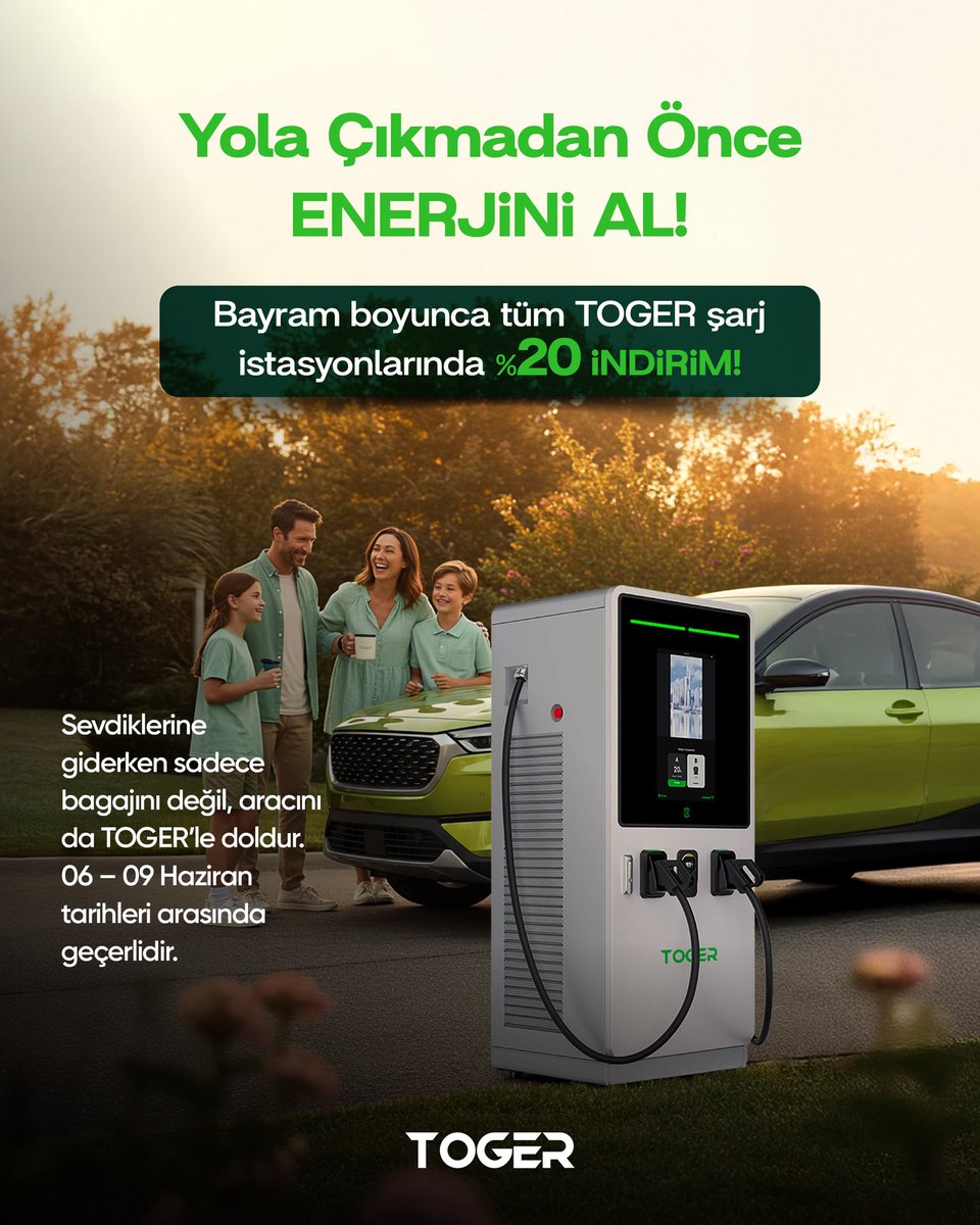 🚗 Bayram yolculuğu başlasın!
Sevdiklerine giderken sadece bagajını değil, aracını da TOGER’le doldur! 
06-09 Haziran tarihleri arasında TOGER’de %20 BAYRAM İNDİRİMİ seni bekliyor! 🎉
📅 Geçerli Tarihler: 6-9 Haziran
#TogerİleYoldayız #Bayramİndirimi #TogerZamanı #BayramHazırlığı