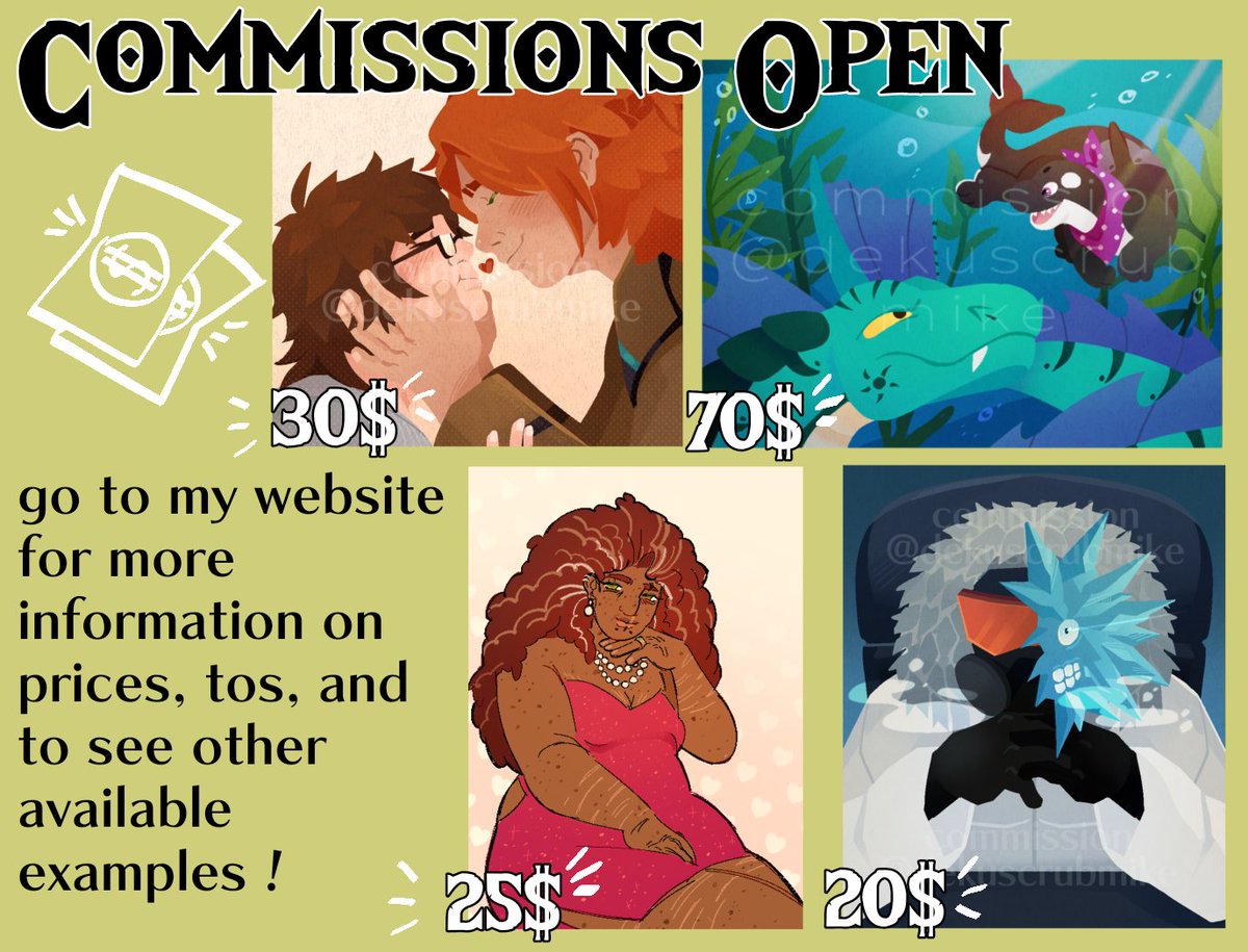 dekuscrubmike's tweet image. My commissions are open! My website has all my prices listed with its ToS and more examples.

DM if interested 🎉
dekuscrub.carrd.co