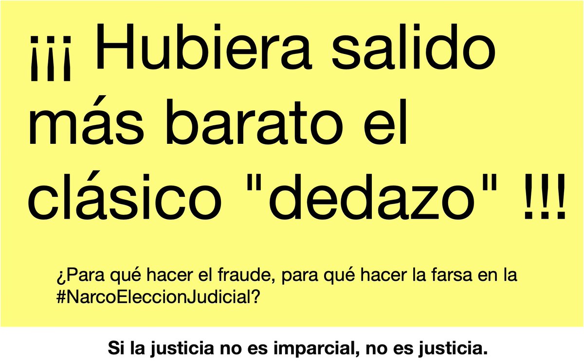 El pueblo sabio lo dice:

"¿Para qué gastaron tanto dinero si van a poner a los que querían?

"Pagan por simular"

"¿Para qué hacer esta farsa si no van a dejar a los ciudadanos que elijan a los jueces?"

Por Jorge Ciervo

Obvio, todo mundo sabe de qué está hablando el pueblo: de