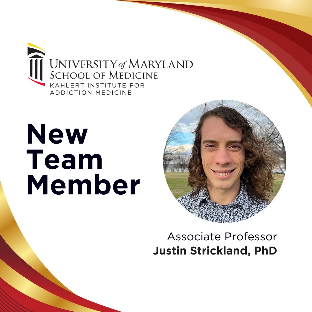 Kahlert Institute for Addiction Medicine (@kahlert_umsom) on Twitter photo We're excited to welcome Justin Strickland, PhD, as an Associate Professor this December!
Dr. Strickland's work focuses on developing novel interventions for substance use and SUD using translationally relevant designs.
Join us in welcoming him to our team!
<a href="/juststrickland/">Justin Strickland</a> We're excited to welcome Justin Strickland, PhD, as an Associate Professor this December!
Dr. Strickland's work focuses on developing novel interventions for substance use and SUD using translationally relevant designs.
Join us in welcoming him to our team!
<a href="/juststrickland/">Justin Strickland</a>