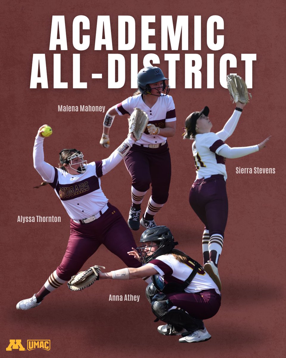 Congrats to these four softball players who were named to the College Sports Communicators Academic All-District! #RollCougs
