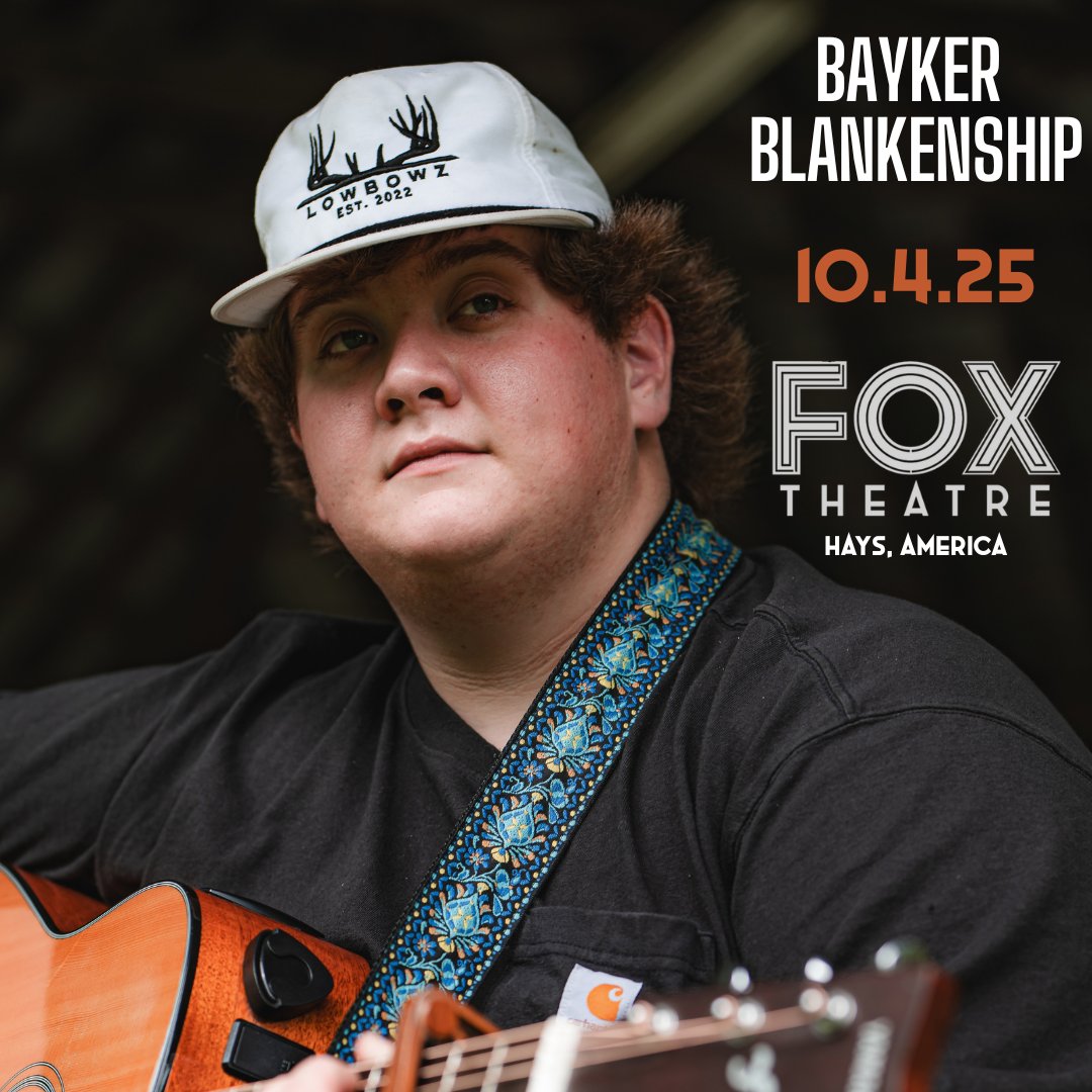 OCT 4th!
<a href="/baykerbmusic/">Bayker Blankenship</a>   is coming to Hays, KS @ The Fox!
Get tickets and info at the link below!

eventbrite.com/o/the-fox-thea…