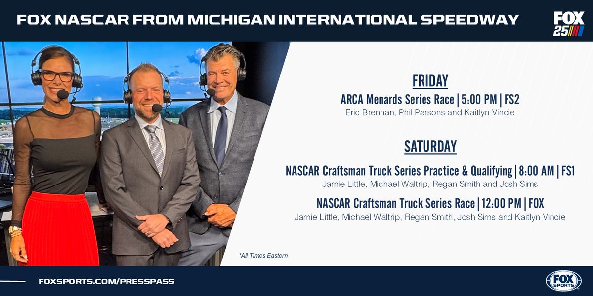 NASCAR heads to the Irish Hills of <a href="/MISpeedway/">Michigan International Speedway</a> this weekend, with live coverage of the <a href="/NASCAR_Trucks/">NASCAR CRAFTSMAN Trucks</a> Series race Saturday on FOX!