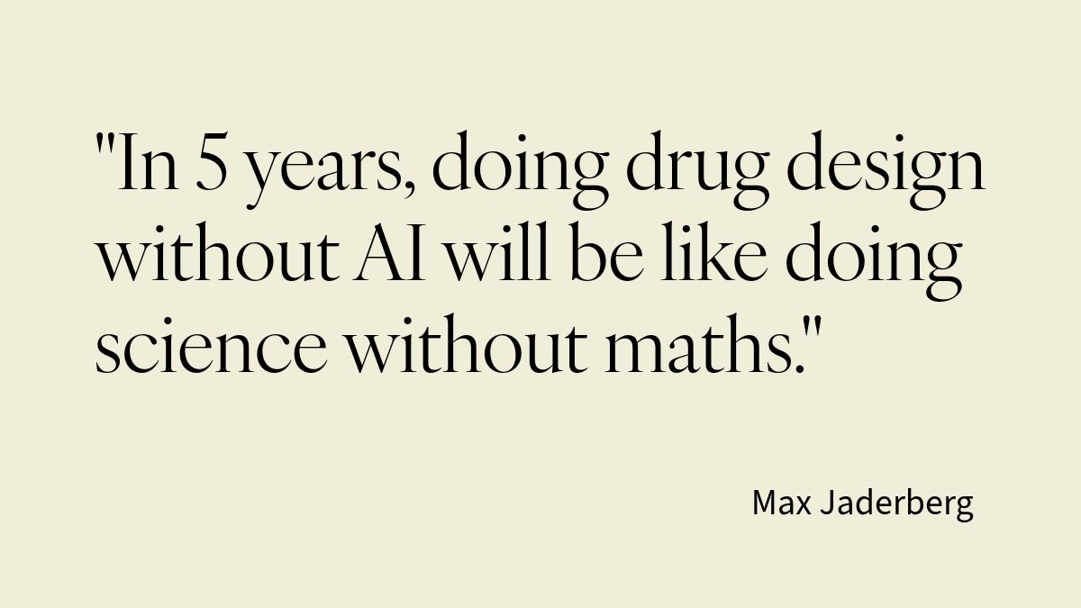 Just heard this on the Google DeepMind podcast. 
“A Quest for a Cure: AI Drug Design with Isomorphic Labs” with Max Jaderberg and Rebecca Paul of Isomorphic Labs 
youtube.com/watch?v=XpIMuC…
#AI #IsomorphicLabs #GoogleDeepmind