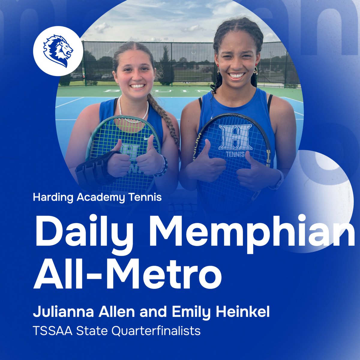 Harding Live (@halionslive) on Twitter photo 🦁The All-Metro honors keep coming for our Lions! Congratulations to two of our tennis Lions who have been named to the <a href="/DailyMemphian/">The Daily Memphian</a> All-Metro team! 🎾 🦁The All-Metro honors keep coming for our Lions! Congratulations to two of our tennis Lions who have been named to the <a href="/DailyMemphian/">The Daily Memphian</a> All-Metro team! 🎾