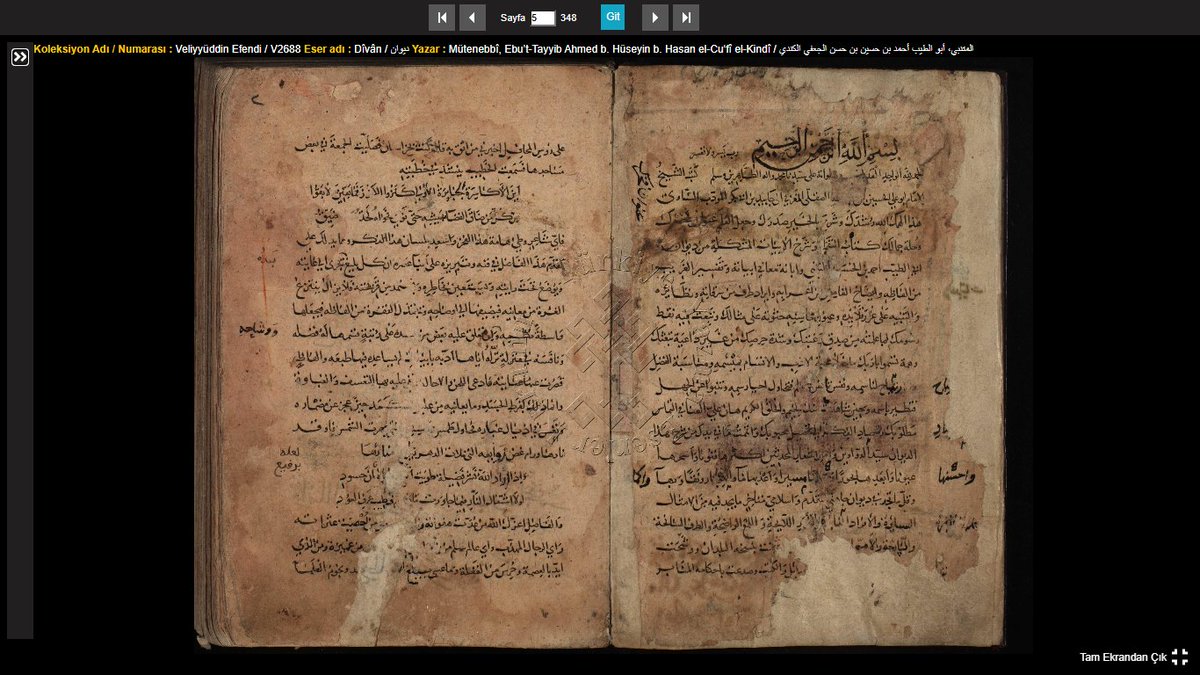 mohammedaiesh's tweet image. #ديوان_المتنبي
نسخة عتيقة من شرح ديوان المتنبي للحسين بن عبيد الله الصقلي
تاريخ نسخها 570هـ
من مقتنيات Veliyyüddin Efendi / V2688