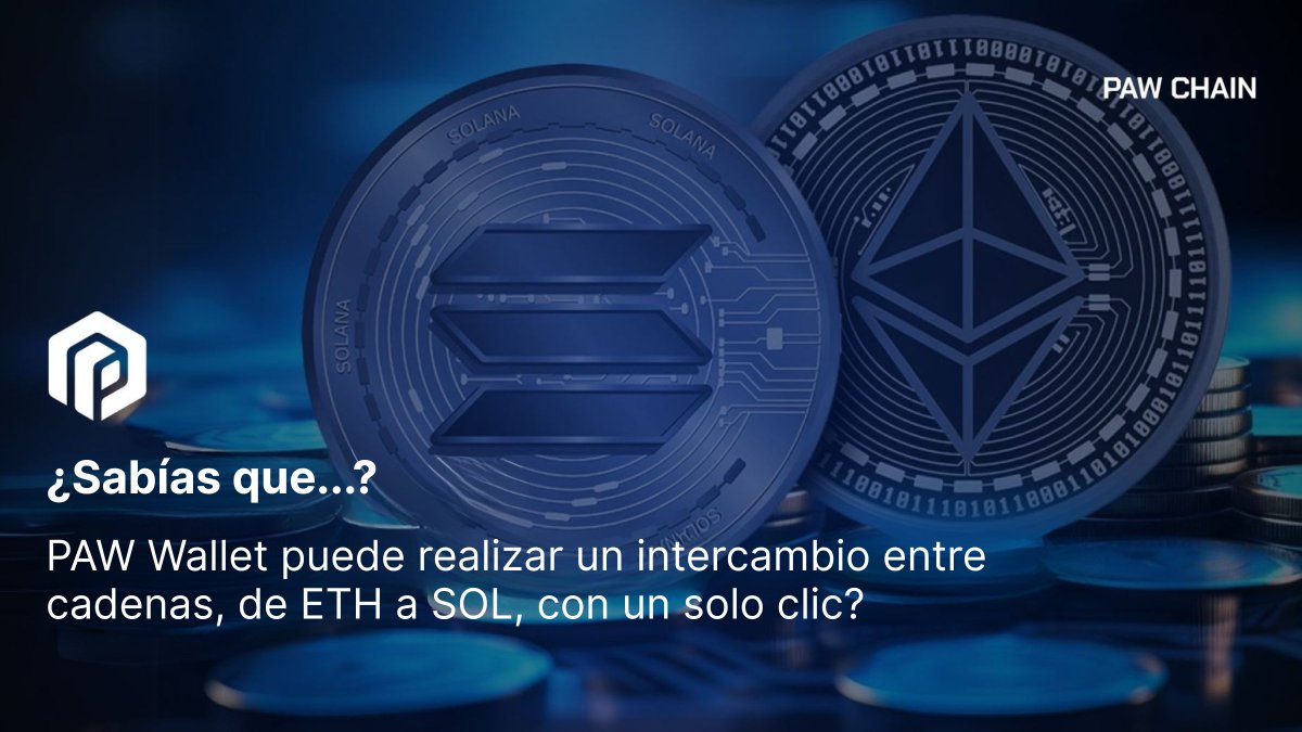 PAWChainES's tweet photo. ¿Sabías que PAW Wallet puede realizar un intercambio entre cadenas, de ETH a SOL, con un solo clic? Sin seleccionar puentes, sin cambiar de red y sin pasos manuales. 🔄

No necesitas salir de la cartera. Todo el proceso ocurre sin salir del entorno, en una sola transacción limpia.

Eso es verdadera interoperabilidad. Sin intermediarios. Justo como debería funcionar. 🤝

#CryptoTrading #Solana