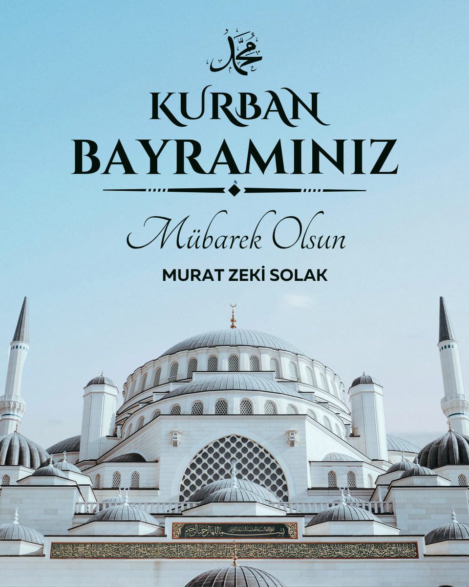 Sağlık, mutluluk ve huzur dolu nice bayramlar dilerim.
Kurban Bayramımız Mübarek Olsun.🤲
 #KurbanBayramı
