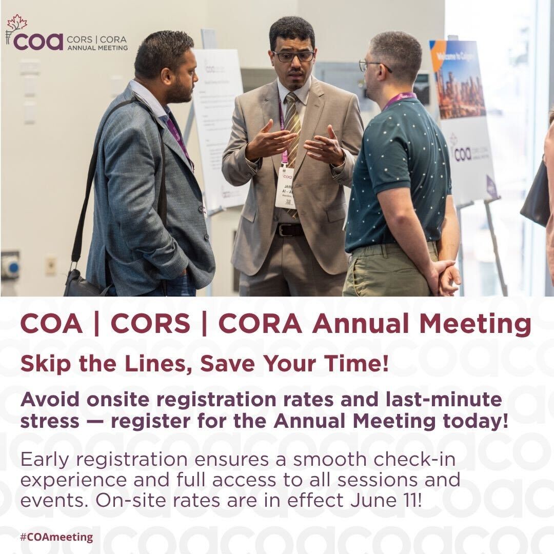 CdnOrthoAssoc's tweet image. Just 1 Week to Go!
Avoid on-site fees and breeze through check-in.
Pre-register for the COA | CORS | CORA Annual Meeting by June 11 and get ready to experience all the action in beautiful Vancouver!
Don’t miss out! On-site rates kick in June 11!
✅ Save time
✅ Save money
✅…