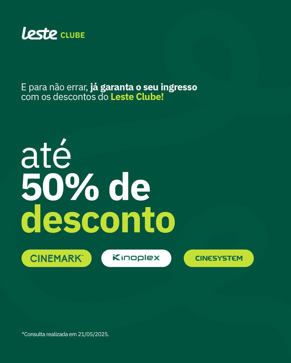 Psicóloga: "O Lestinho brainrot não existe e não pode aparecer na sua tl"
Aí tá lá o Lestinho brainrot existindo e indo assistir filme

Mas eu sei que você quer ir mesmo ver filme e quer desconto, então o adm vai fazer essa boa pra você, vai lá no Leste Clube aproveitar 🍿
