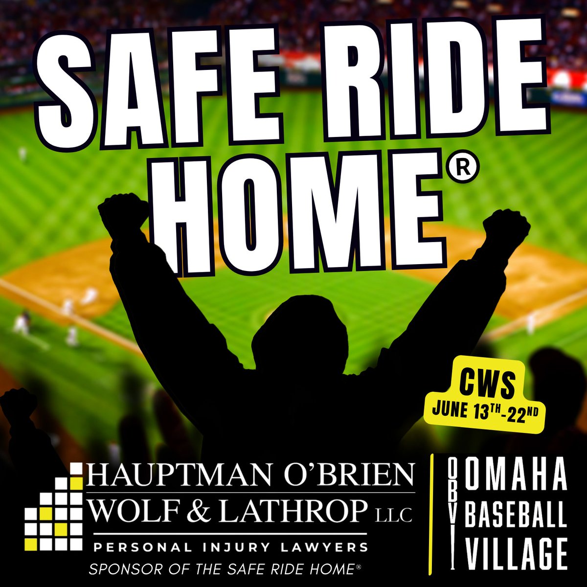🚨 Safe Ride Home® is BACK for the CWS! 🚨

We’ve once again partnered with Omaha Baseball Village to help you get home safely during the College World Series.

🎉 Claim your FREE $35 Uber voucher
 📍 Scan one of our QR codes around OBV — or tap here to grab yours: