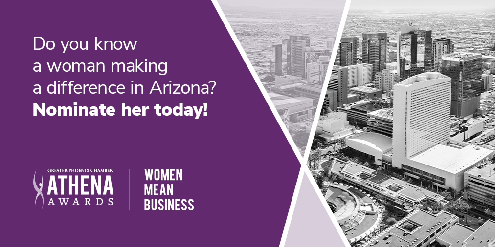 ✨ Who is an ATHENA? A businesswoman, leader, mentor, &amp; rising professional lifting others up. Know an ATHENA? Nominate her for the Greater Phoenix Chamber ATHENA Awards! Self-nominations welcome.

⏳ Nominations are due Friiday, June 27th, 2025!
ow.ly/1xWC50W3MoF