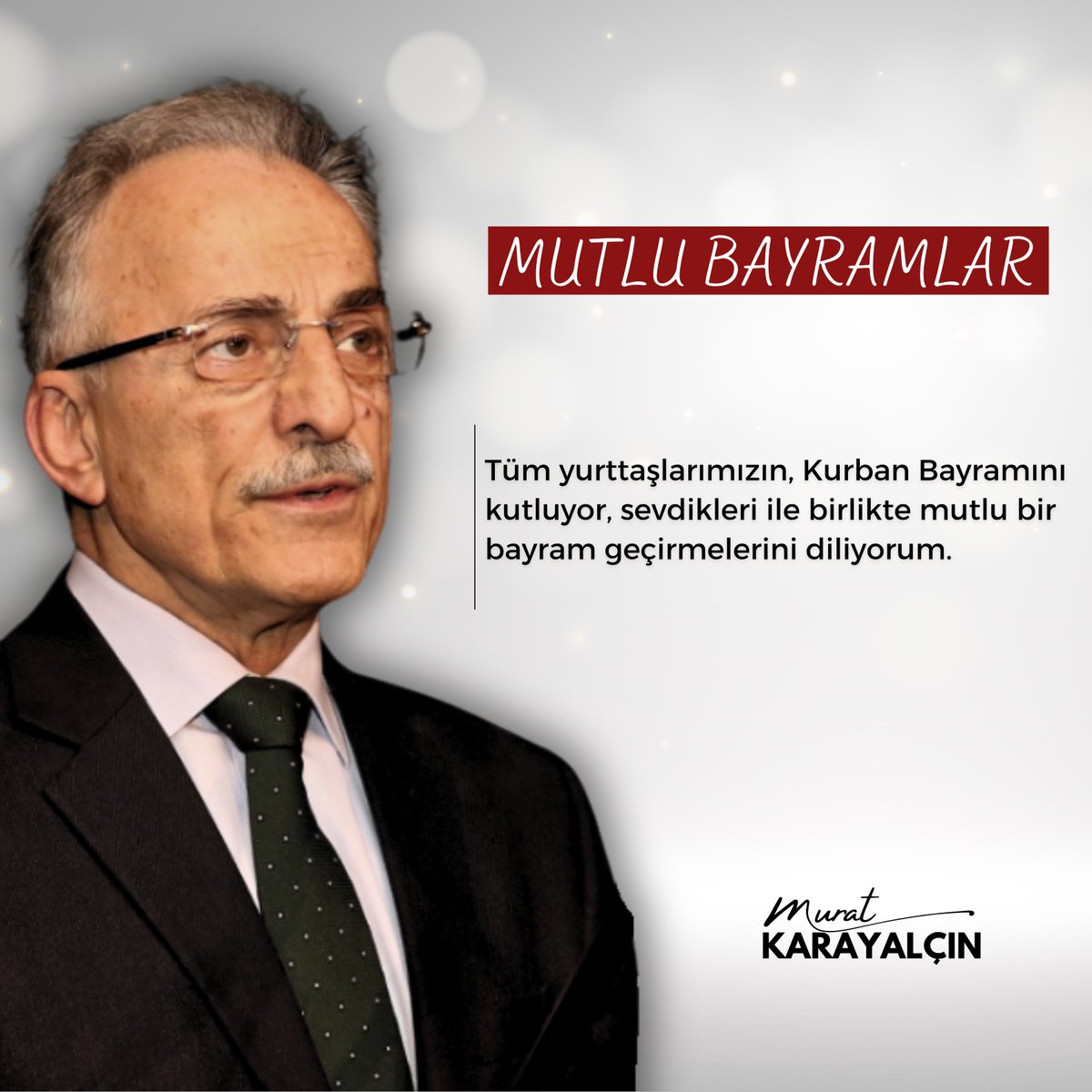 KarayalcinM's tweet image. Tüm yurttaşlarımızın, Kurban Bayramını kutluyor, sevdikleri ile birlikte mutlu bir bayram geçirmelerini diliyorum.