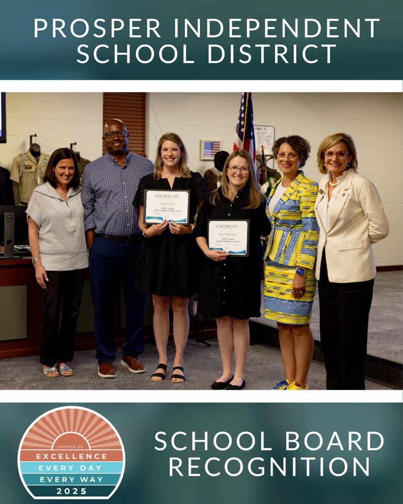 🎉 Congratulations to our two campuses that received the CREST Award for outstanding counseling programs! 🏆✨ Lilyana Elementary and Windsong Ranch Elementary each earned this distinguished honor this year. 🎓👏 #ProsperProud