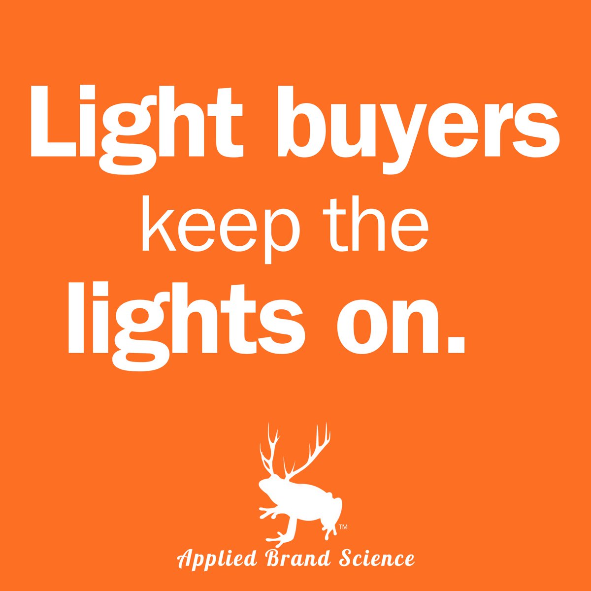 ehdecker's tweet photo. LIGHT BUYERS keep the LIGHTS ON.
Yes, fans are great.
Yes, brand love is lovely.
But depending on your category & brand, light buyers can be easily half of your revenue.
#brandscience https://t.co/XNar8rcgdt