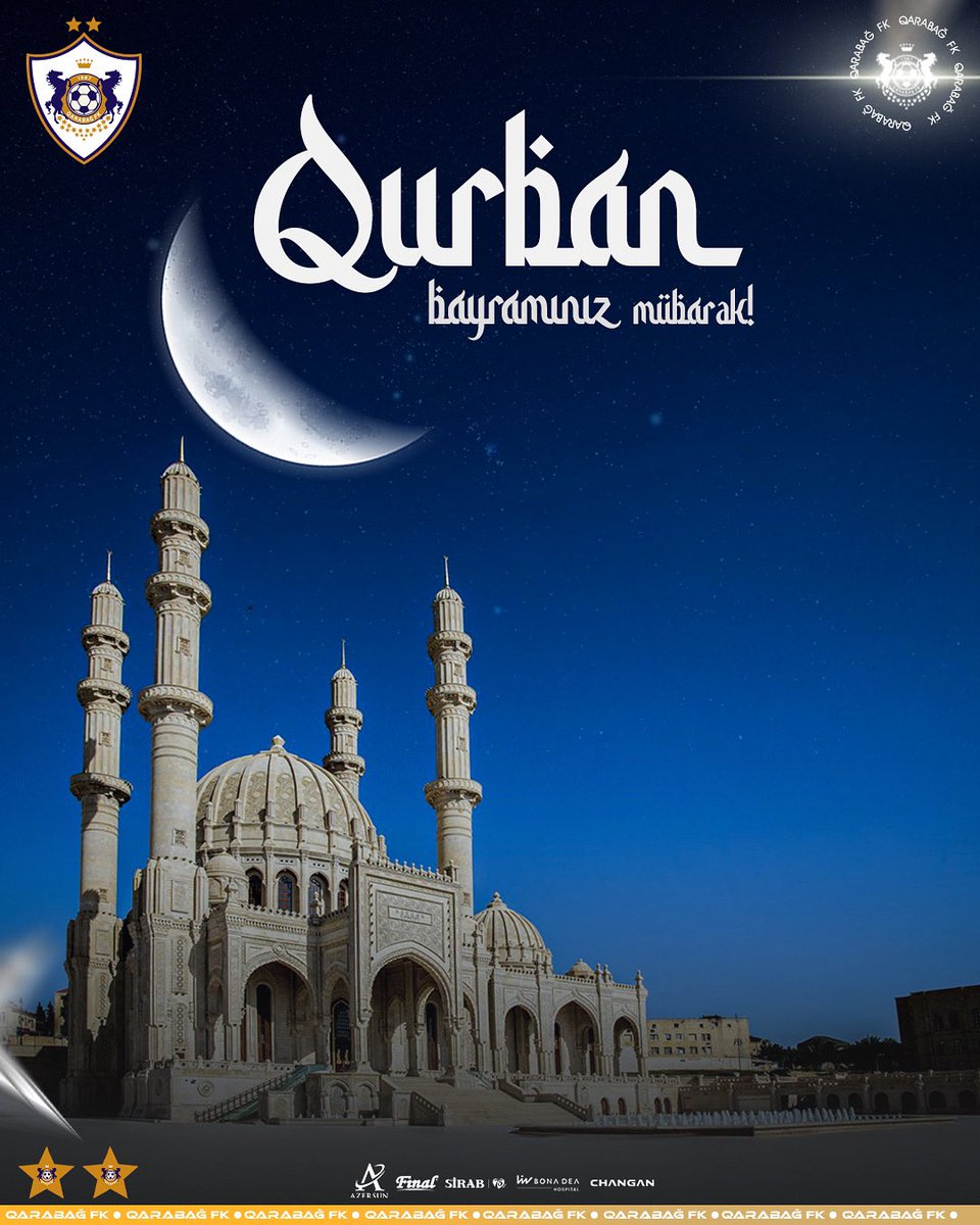 Mənəvi birlik, həmrəylik və xeyirxahlıq rəmzi olan Qurban bayramı münasibətilə xalqımızı təbrik edirik❗️🌙

#QarabağFK