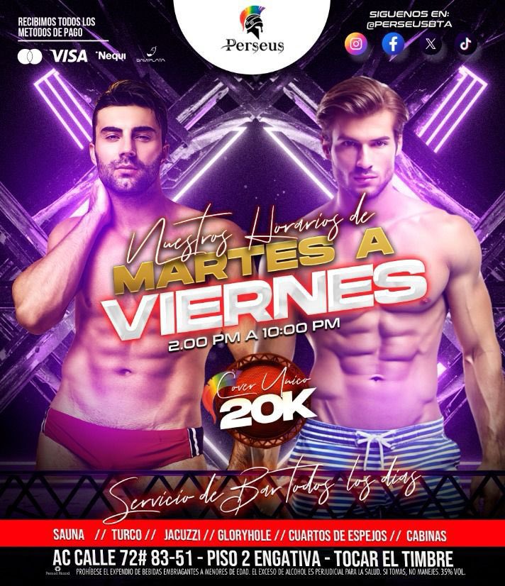 PERSEUS (@perseusbta) on Twitter photo Aprovecha para relajarte entre semana porque tú cuerpo lo merece siempre
🎟️Nuevo Cover Único de Martes a Viernes
<a href="/Cityin_com_co/">Cityin.com.co</a> <a href="/guiagaybogota/">Guia Gay Bogota</a> <a href="/RutaGay/">RutaGayColombia</a>
🔥🔥🔥🔥🔥
#saunabogota #bañosgay #bañosturcosbogota #bogotagay #gaybogota Aprovecha para relajarte entre semana porque tú cuerpo lo merece siempre
🎟️Nuevo Cover Único de Martes a Viernes
<a href="/Cityin_com_co/">Cityin.com.co</a> <a href="/guiagaybogota/">Guia Gay Bogota</a> <a href="/RutaGay/">RutaGayColombia</a>
🔥🔥🔥🔥🔥
#saunabogota #bañosgay #bañosturcosbogota #bogotagay #gaybogota