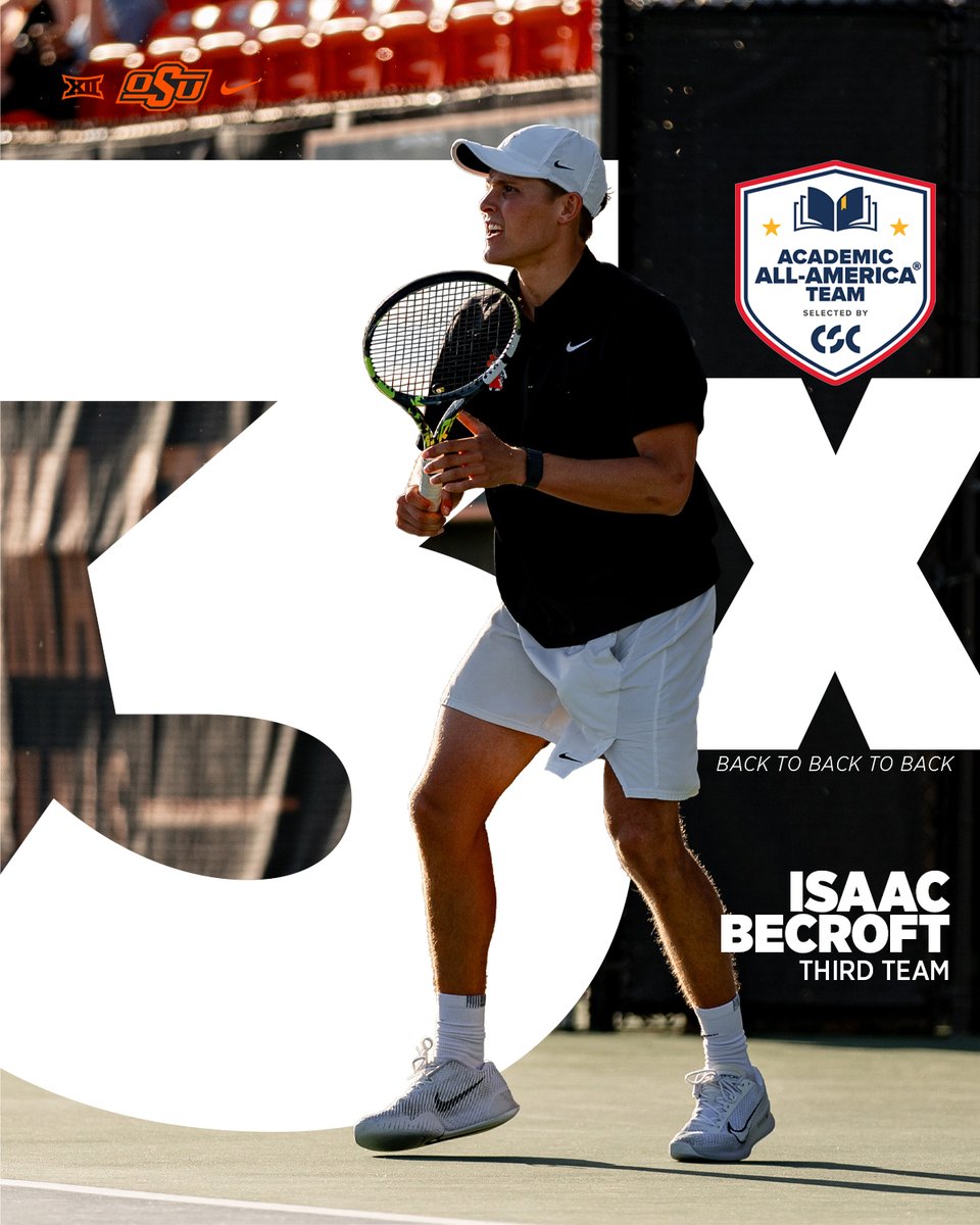 OSU Cowboy Tennis (@cowboytennis) on Twitter photo ๐ฆ๐ง๐จ๐๐๐ก๐ง-Athlete๐
Isaac becomes the sixth <a href="/okstate/">Oklahoma State Univ.</a> student-athlete to earn <a href="/CollSportsComm/">College Sports Communicators</a> Academic All-American status in back-to-back-to-back years๐ค
#LOYALANDTRUE | <a href="/okstate/">Oklahoma State Univ.</a> ๐ฆ๐ง๐จ๐๐๐ก๐ง-Athlete๐
Isaac becomes the sixth <a href="/okstate/">Oklahoma State Univ.</a> student-athlete to earn <a href="/CollSportsComm/">College Sports Communicators</a> Academic All-American status in back-to-back-to-back years๐ค
#LOYALANDTRUE | <a href="/okstate/">Oklahoma State Univ.</a>