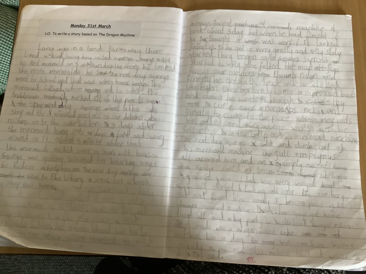Look at this writing progress by a Year 2 pupil! Photo One beginning of the year - Photo 2 March.