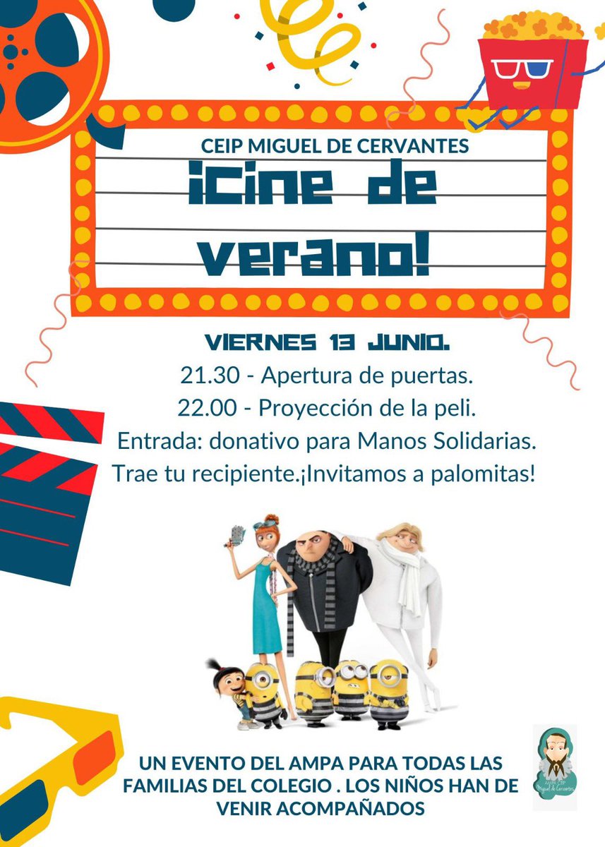 AMPACervantesLe's tweet photo. ��Os gustan los cines al aire libre? Pues anota fecha que el viernes 13 tendremos uno en el cervantes! 

➡️ https://t.co/jqWovP2uVi https://t.co/U6uE5sFoPo