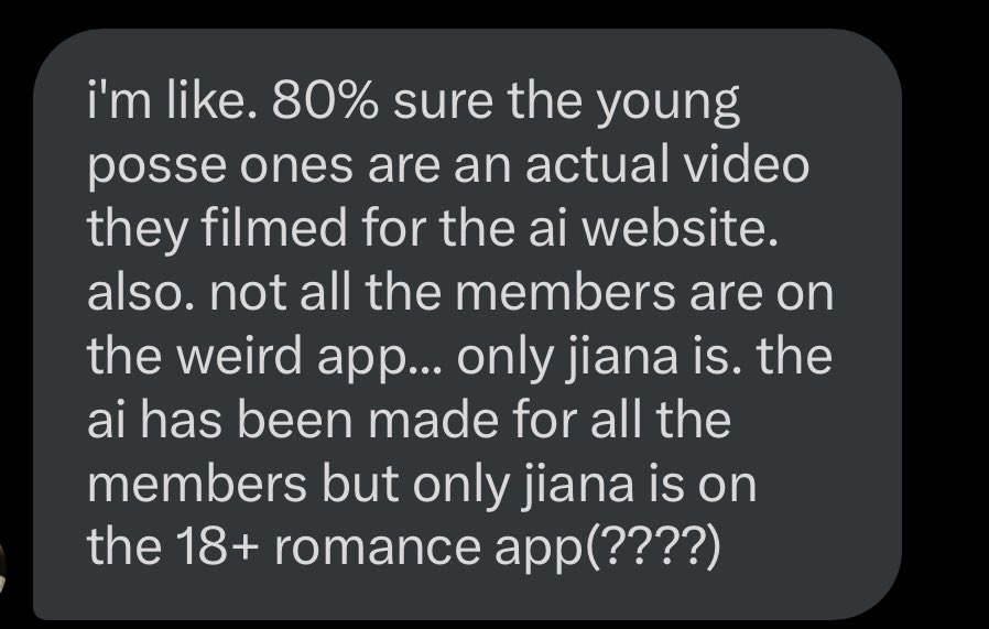doeunfy's tweet photo. RBW invested in an ai site that includes chats with the young posse members (+ other RBW idols).

the vids are from debut era, where the girls were 13, 15, 17, 19, and 19. they also added Jiana onto the sexualized chatbox option, using her 17-year-old self as the selection. https://t.co/U6G4mTkA8P