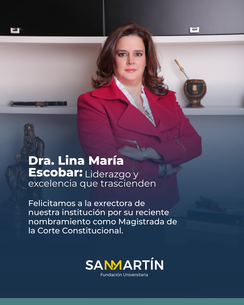 Felicitamos y auguramos el mayor de los éxitos a la Dr. Lina Escobar en este período de servicio al país. Conozca aquí sus aportes a la transformación de la San Martín. 
📲 Lee la noticia completa aquí:  sanmartin.edu.co/lina-marcela-e…