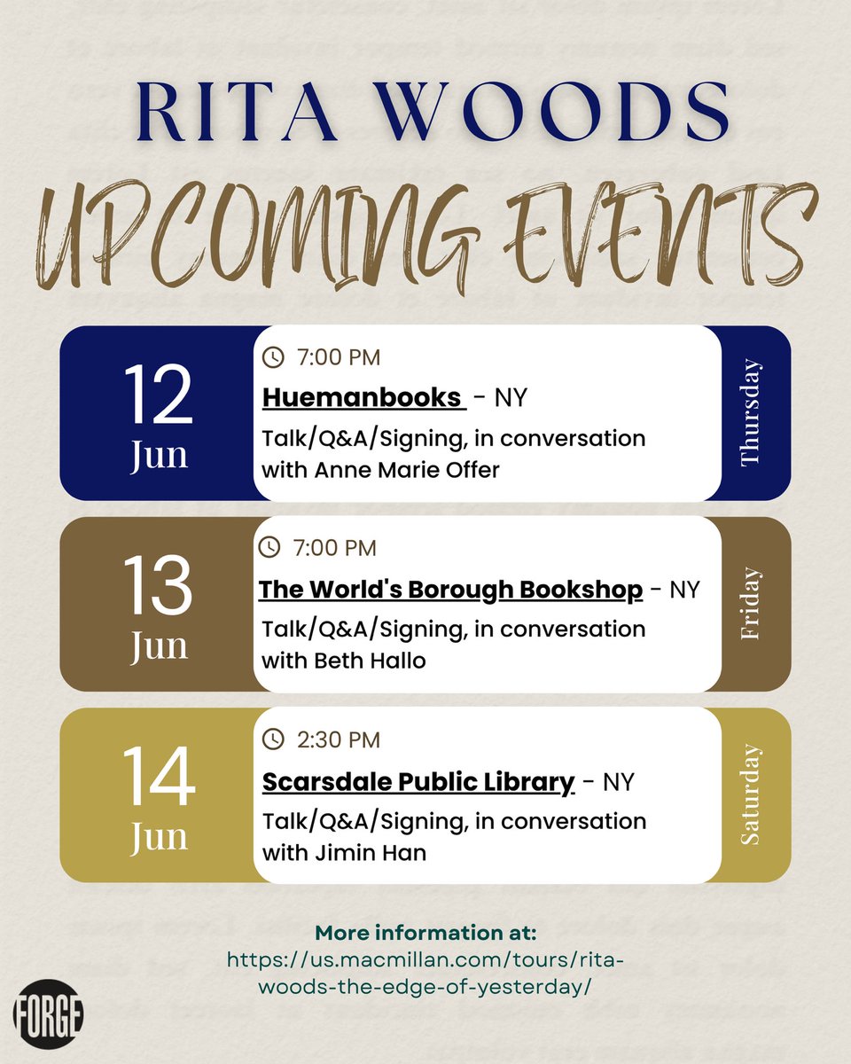 Forge Books (@forgereads) on Twitter photo Exciting news! Catch <a href="/RitaWoodsAuthor/">Rita D Woods</a> at some of her upcoming events, where she’ll discuss her latest novel, #TheEdgeOfYesterday🦋✨ Exciting news! Catch <a href="/RitaWoodsAuthor/">Rita D Woods</a> at some of her upcoming events, where she’ll discuss her latest novel, #TheEdgeOfYesterday🦋✨