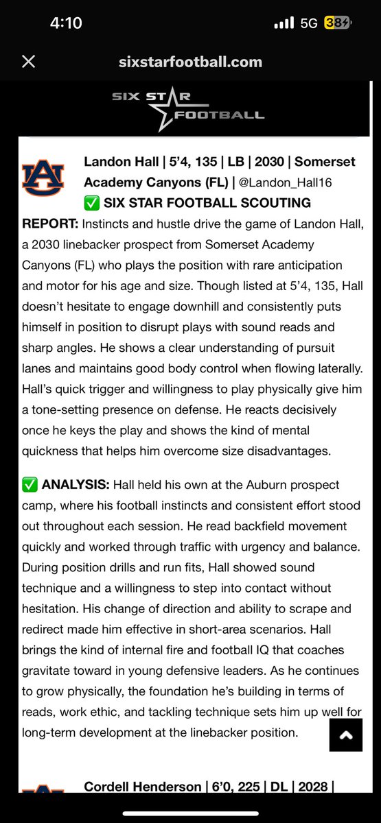 Thank you <a href="/sixstarfootball/">Six Star Football | PLUS+</a> <a href="/SCanyonsFB/">Somerset Canyons Football</a>  <a href="/ste_leggett/">Coach Leggett</a>  <a href="/Coach_Gonzo1357/">Alex Gonzalez</a>  <a href="/RivalsCamp/">Rivals Camp Series</a> <a href="/JerryRecruiting/">Rising Stars</a>  <a href="/mikehall_32/">Mike Hall Jr., CSCS, PTA</a> <a href="/JKBFitLLC/">Just Keep Breathing Fitness LLC</a>  <a href="/CoachTony_H/">Tony Hall</a>