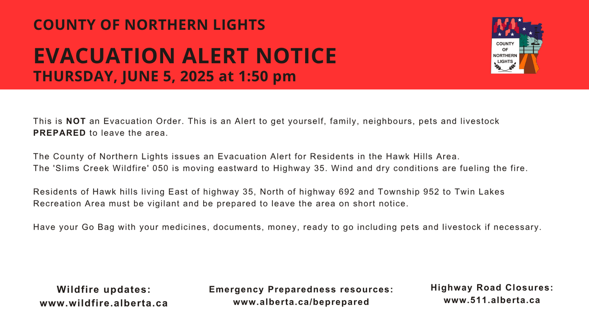 An Evacuation Alert Notice area map can be found at zurl.co/NjHaS