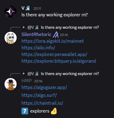 hampelman.algo (@hampelman_nft) on Twitter photo In the beginning we had one explorer
Now we have seven, I repeat, SEVEN, that I know of
$Algo 🤯🧨 In the beginning we had one explorer
Now we have seven, I repeat, SEVEN, that I know of
$Algo 🤯🧨