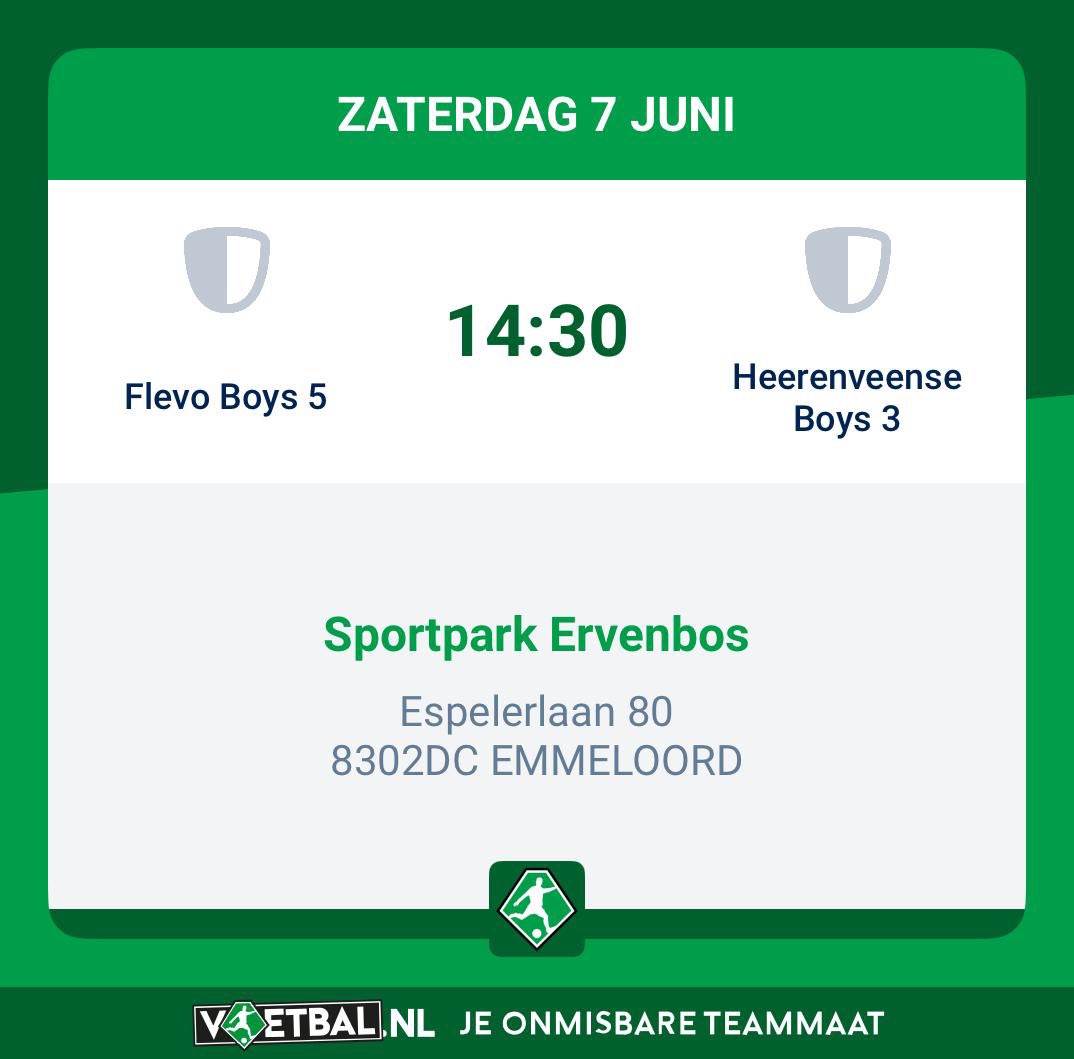 Komende zaterdag kan Flevo Boys 5 ook kampioen worden. Dit wordt een zinderende pot tussen de nummer 1 (Flevo Boys 5) en nummer 2 (Heerenveense Boys 3) van de competitie, waarin beide teams nog wat te winnen hebben. Alle support is welkom 👏