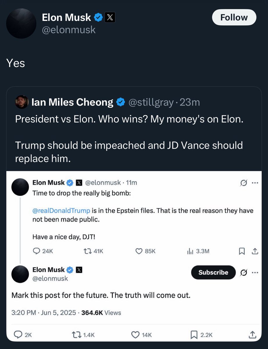 WUTangKids's tweet image. Ah there it is…impeachment…it was always Elon’s and Thiel’s plan to elevate Vance once Trump wasn’t useful to them anymore