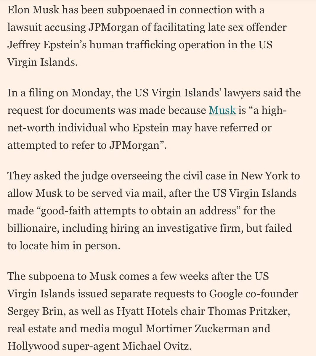 JamesHartline's tweet photo. Seriously Elon, you were subpoenaed in the U.S. Virgin Islands case against Jeffrey Epstein. Making railing, unnecessary accusations on social media out of anger over policy and to reset your social standing with angry Democrats is unwise and unbeneficial to all parties involved. This only creates division and does nothing to further the discussions on how to improve the United States and the futures of the American people.