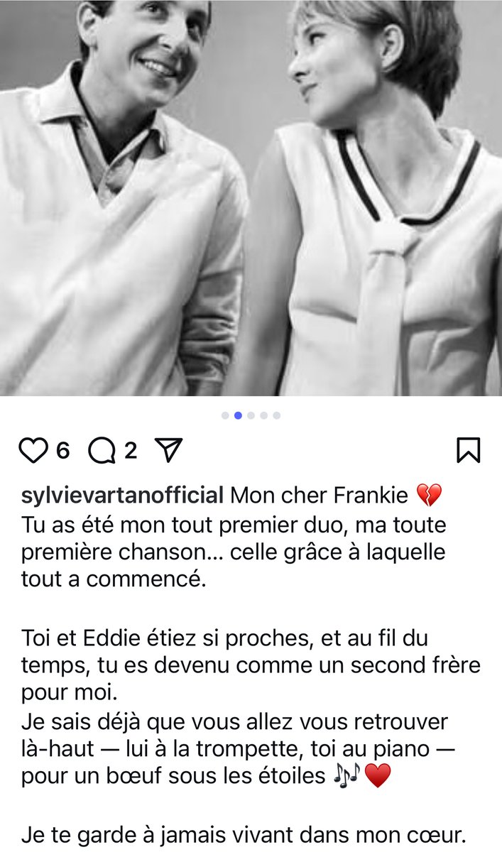 Jean-François Guyot (@jfguyot) on Twitter photo #Décès de Frankie #JORDAN: l’hommage de Sylvie #VARTAN 
(sur Instagram) #Décès de Frankie #JORDAN: l’hommage de Sylvie #VARTAN 
(sur Instagram)
