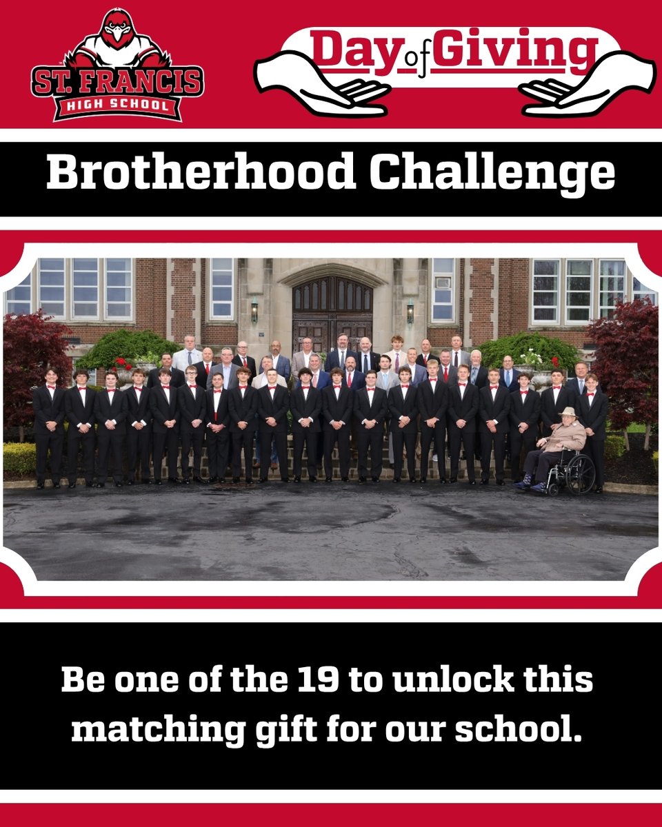 Stfrancishigh's tweet image. 💥Legacy Challenge Unlocked!💥
19 proud SFHS dads of Class of ’25 grads are honoring tradition with a special #SFHSDayOfGiving match:
🎓 1st 19 legacy alums to give = $1,000 unlocked
🎓 Next 19 = $2,000 more!
Keep the tradition alive—give now! interland3.donorperfect.net/weblink/WebLin…