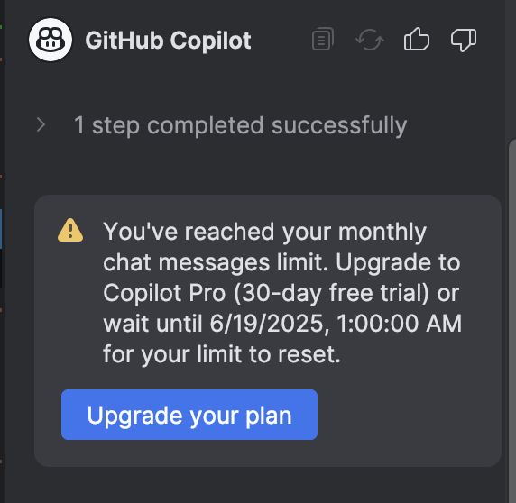 techwithyomi's tweet photo. Finally, I’ve exhausted my limit. No AI for two weeks. https://t.co/jwjahVl9VZ