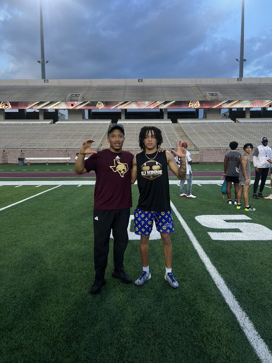 AndersonJaylenn's tweet image. Thank you @TXSTATEFOOTBALL for the invite I had a great time @_CoachGregg @Coach_Stuck @BamPerformance @The_QuincyD @PF_HighFootball