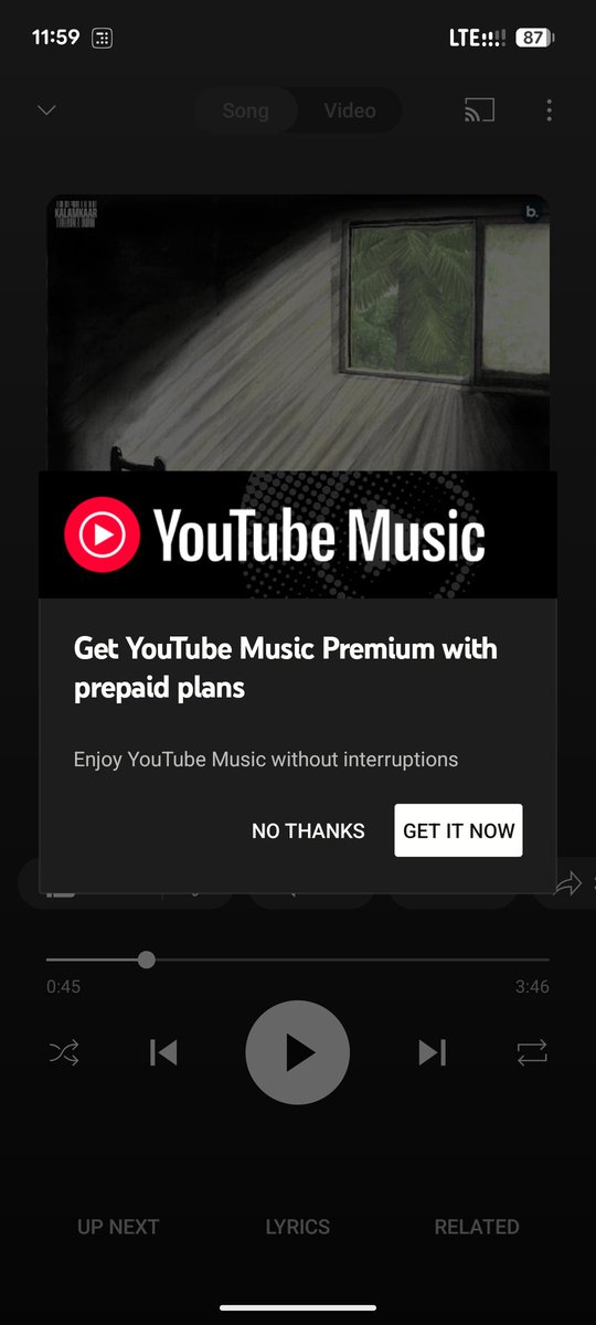 RShrigani's tweet photo. 🎧 On YouTube Music (free):
Play a song → switch app → music stops.
Return → Premium popup.

Not a bug — it’s friction by design.

❌ Break expected flow
😠 Create annoyance
💰 Sell the fix (Premium)

Smart growth or bad UX, What do you think?
#UXDesign #DarkPatterns https://t.co/sCHPx1IBry