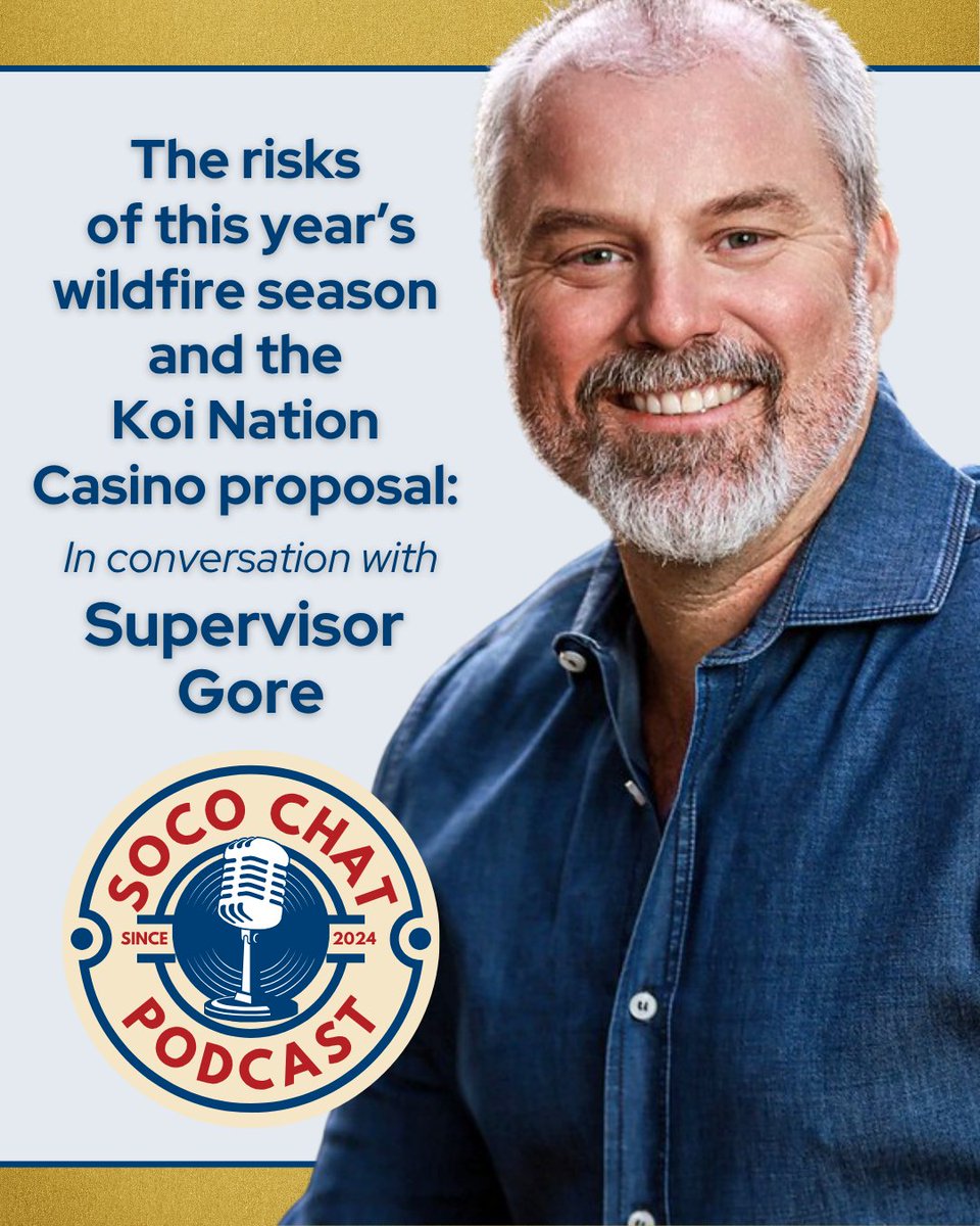 🔥🎰 Curious about what this year’s wildfire season could bring? Want the latest on the Koi Nation’s plans to build a resort-casino on 68 acres in the Shiloh neighborhood near Windsor? Tune in for a high-energy, SoCo Chat convo with Supervisor James Gore: youtube.com/watch?v=NTyyZ1…