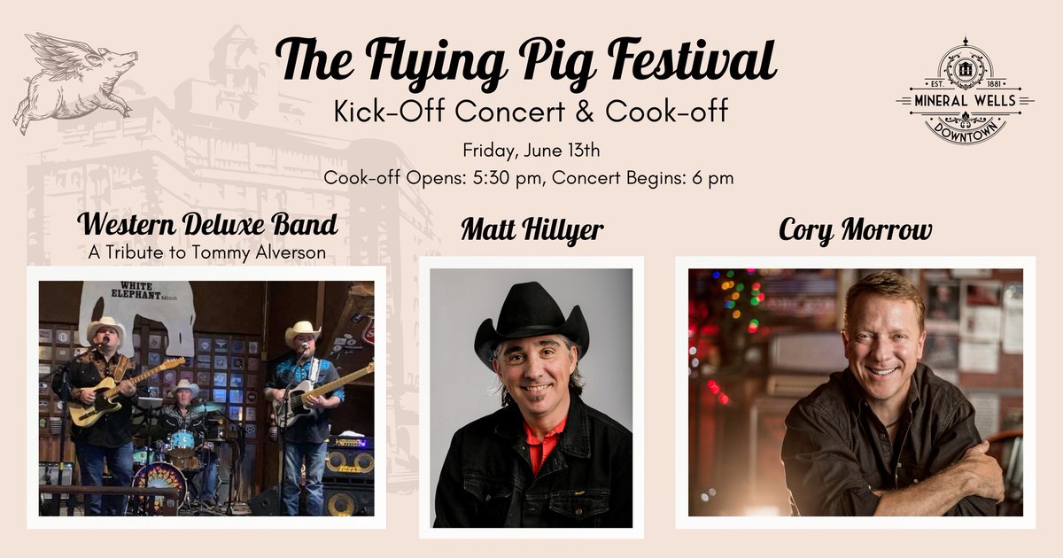 Joliepktx's tweet image. The Flying Pig Festival is coming back to Mineral Wells! 🐖 And don't miss the kick-off concert &amp;amp; cook-off!
👉More info: lakehomes.site/3EDtRM9 

📷 The Flying Pig Festival

#flyingpigfestival #flyingpig #whenpigsfly #mineralwells #mineralwellstx #visitmineralwells #pigcookoff