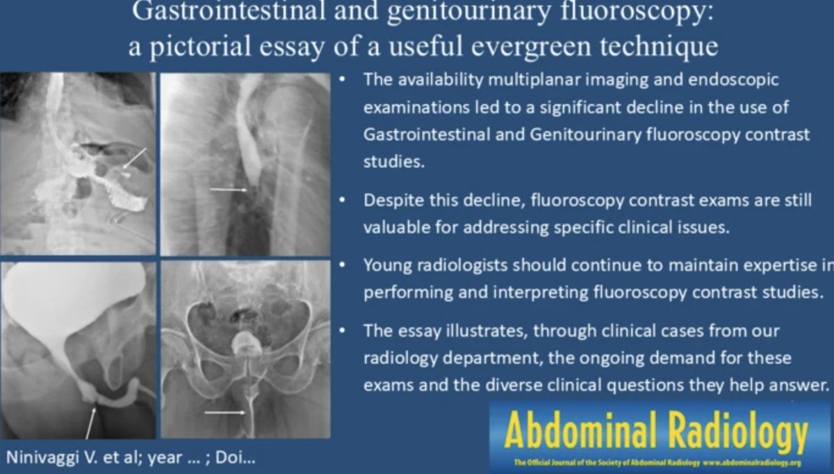Abdominal_Rad's tweet image. Gastrointestinal and genitourinary fluoroscopy: a pictorial essay of a useful evergreen technique. 

Valeria Ninivaggi et al

link.springer.com/article/10.100…

@LetDdiceFlyHigh @RadGeek 

#FOAMRad #radiology #radres #abdrad