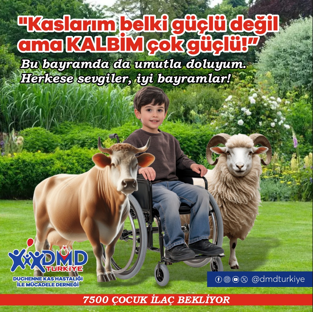 Kurban Bayramınız Mübarek Olsun

Bayramlar, umudun ve dayanışmanın en güzel halidir.

DMD ile mücadele eden güçlü çocuklarımızın ve fedakâr ailelerinin
yüreklerine dokunan bir bayram olsun bu bayram...

Sevgiyle, umutla, sağlıkla nice bayramlara!

#DmdTedaviBekliyor