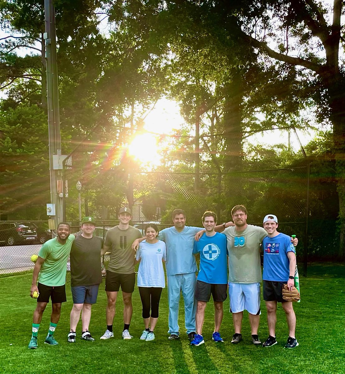 JasNsgy's tweet photo. A little over half a year into attending-hood and one of the best parts continues to be working with the talented, engaging residents @NeurosurgeryUab, whether in the OR or on the softball field as they work on my swing for @NeuroSoftball! Good luck THIS WEEKEND #Blazers! #ANCST https://t.co/DVputNPZYf