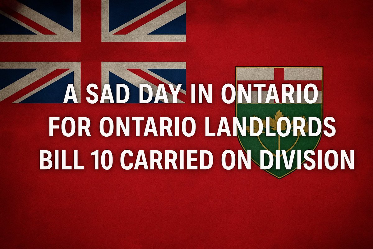 SAD DAY IN ONTARIO — BILL 10 MOVES FORWARD
Bill 10 has passed 2nd reading pushed through under a Conservative gov that’s failing landlords.
👎 $40K pay raise for them.
🧾 More burdens for YOU.
⏳ Still no LTB reform.
Landlords are fed up. #onpoli #Bill10