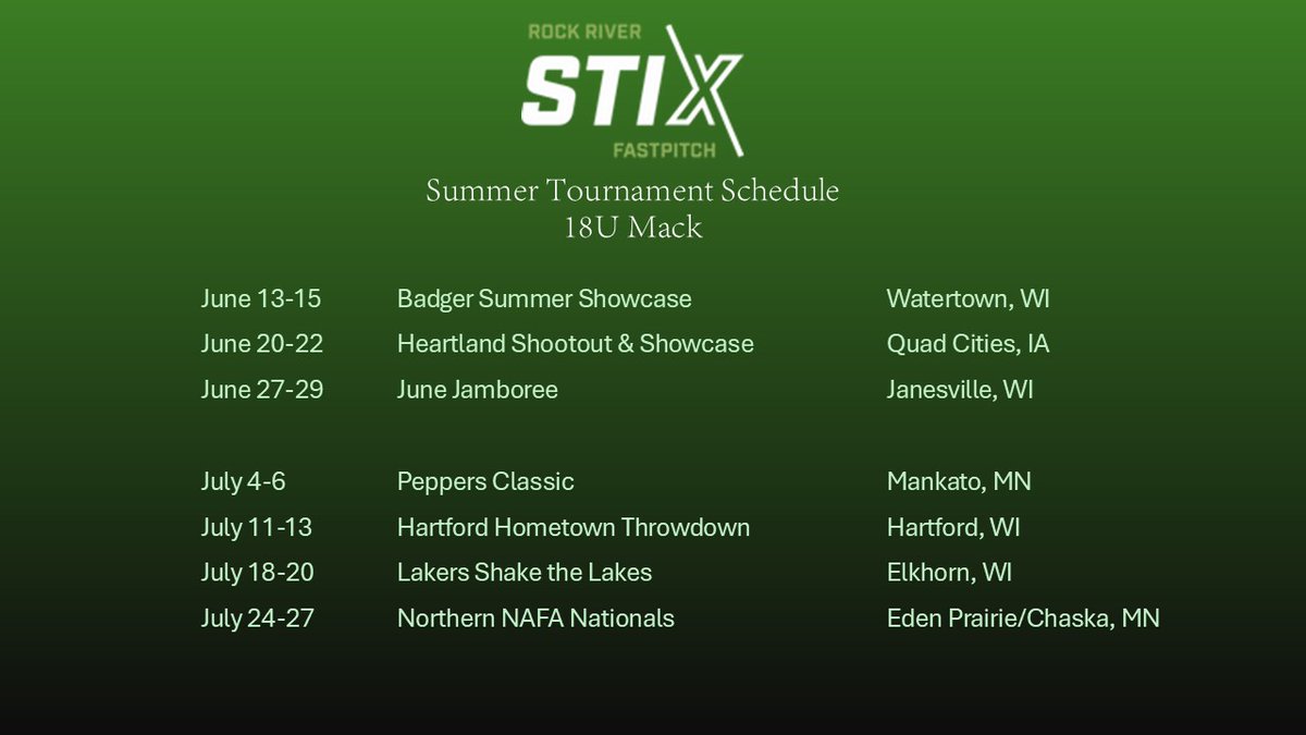 Here is my schedule for the summer.  Looking forward to starting next week!