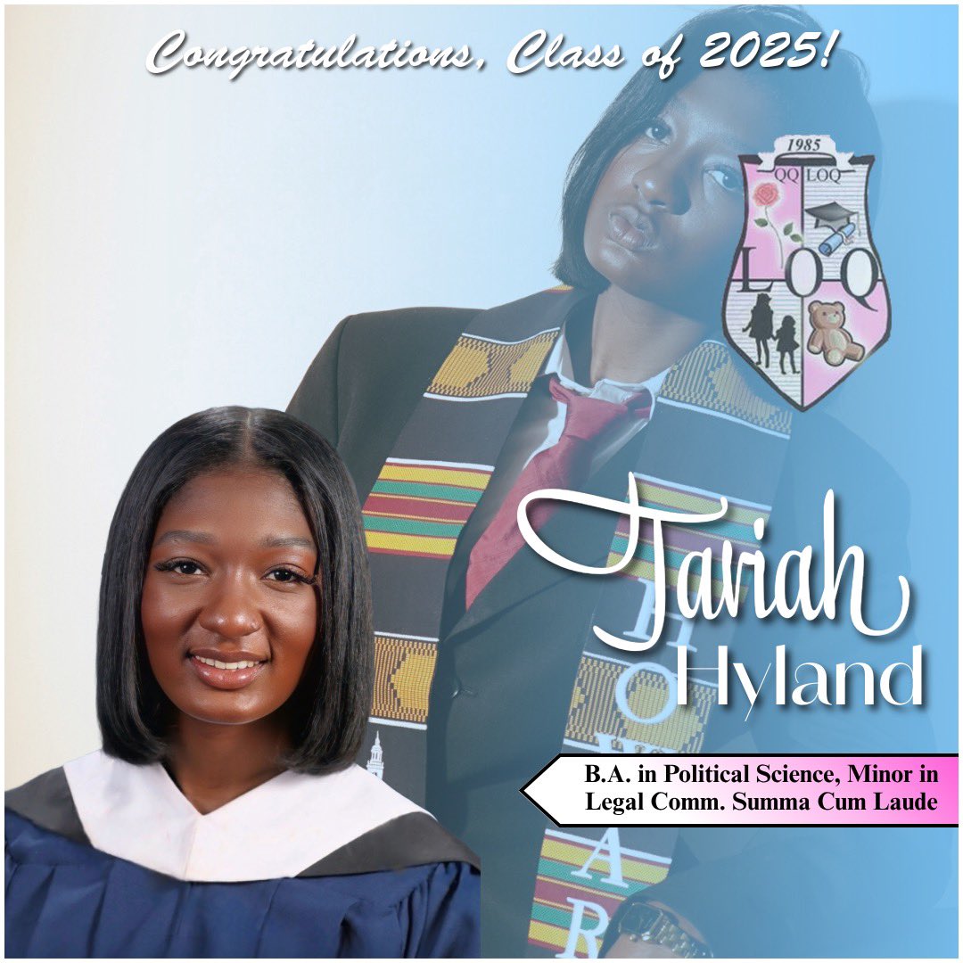 LOQSC's tweet image. #QQonGRADulations To our sister, Tariah for graduating with a B.A in Political Science, Minor in Legal Communications, Summa Cum Laude! 💘
